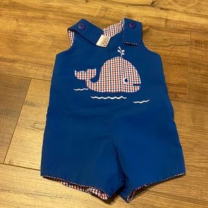 Reversible baseball & whale romper